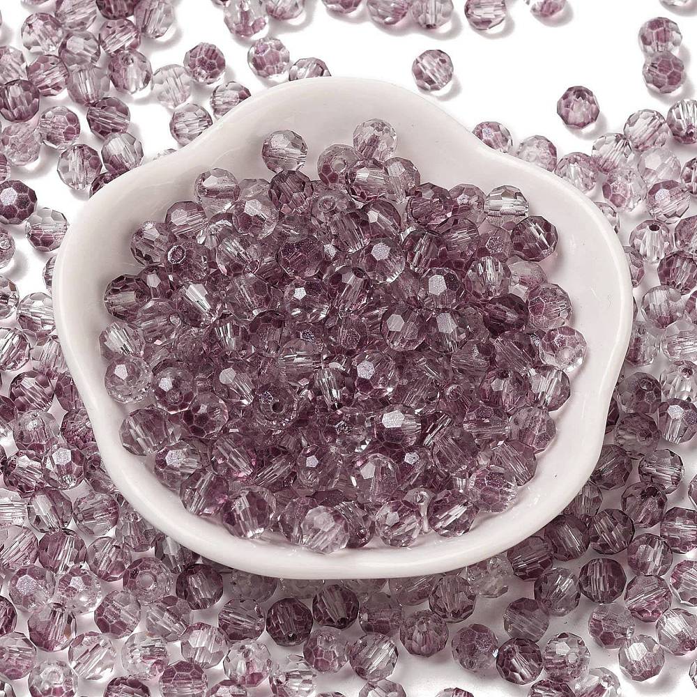 Facetteret Glasperler, Transparent Bordeaux, (6x5,5mm), 20 stk. - Uniq Perler - 113948