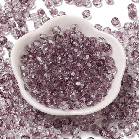 Facetteret Glasperler, Transparent Bordeaux, (6x5,5mm), 20 stk. - Uniq Perler - 113948