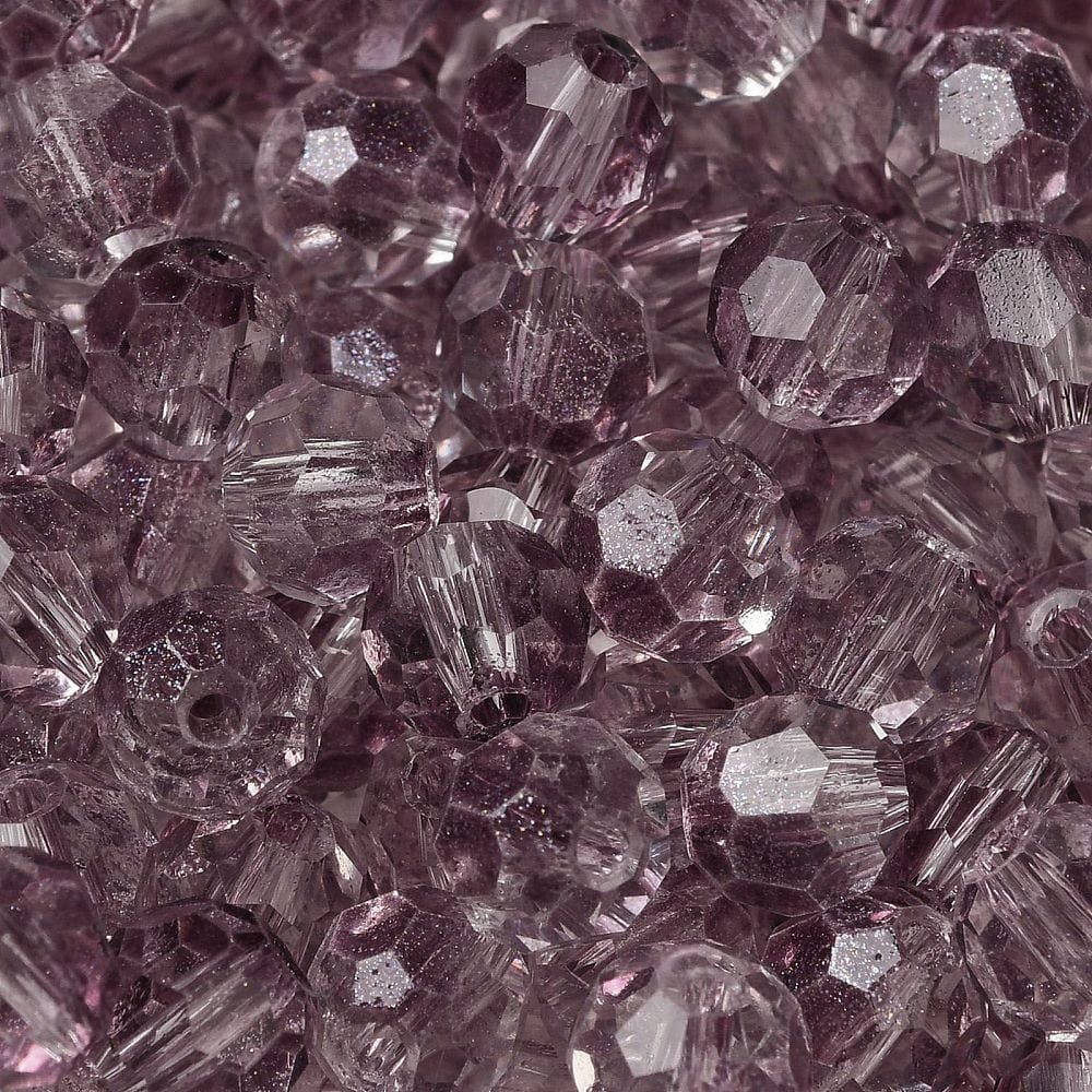 Facetteret Glasperler, Transparent Bordeaux, (6x5,5mm), 20 stk. - Uniq Perler - 113948