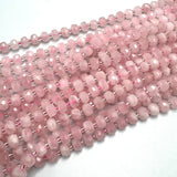 Facetteret Rosakvarts – Rondel (6x8mm) - Uniq Perler - 10089