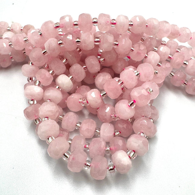 Facetteret Rosakvarts – Rondel (6x8mm) - Uniq Perler - 10089