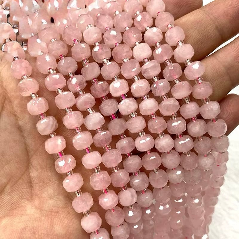 Facetteret Rosakvarts – Rondel (6x8mm) - Uniq Perler - 10089