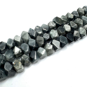 Hawk Eye Stone – Faceted, Edged Nuggets (6x11mm) - Uniq Perler - 443322