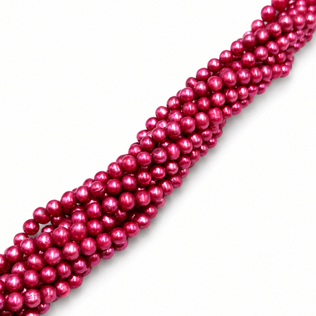 Farvede Ferskvandsperler - Pink/Bordeaux (5-6x 6,5mm) - Uniq Perler - 74356