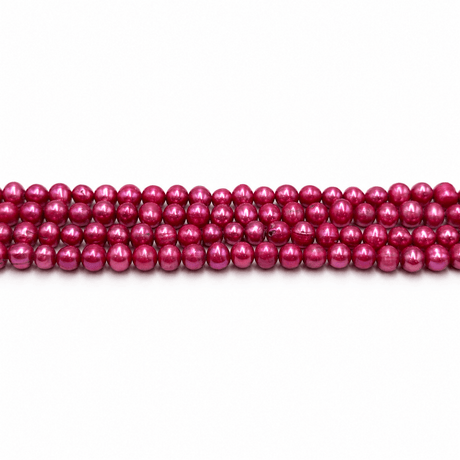 Farvede Ferskvandsperler - Pink/Bordeaux (5-6x 6,5mm) - Uniq Perler - 74356