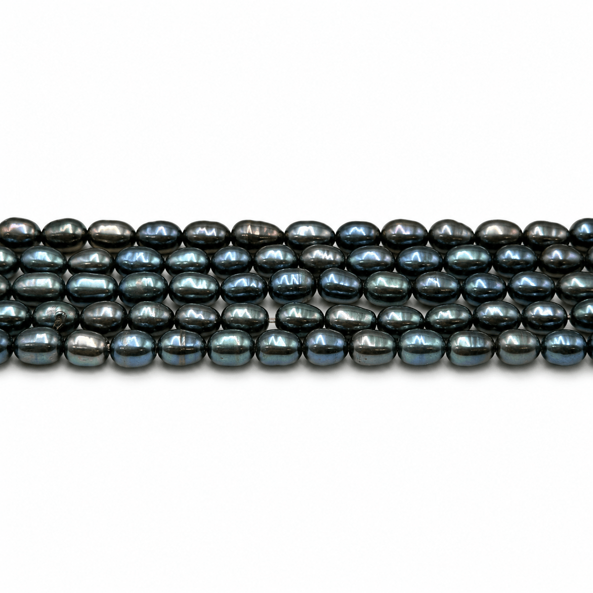 Farvede Rice Ferskvandsperler - Peacock (6-7x4-5mm) - Uniq Perler - 293639