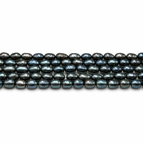 Farvede Rice Ferskvandsperler - Peacock (6-7x4-5mm) - Uniq Perler - 293639
