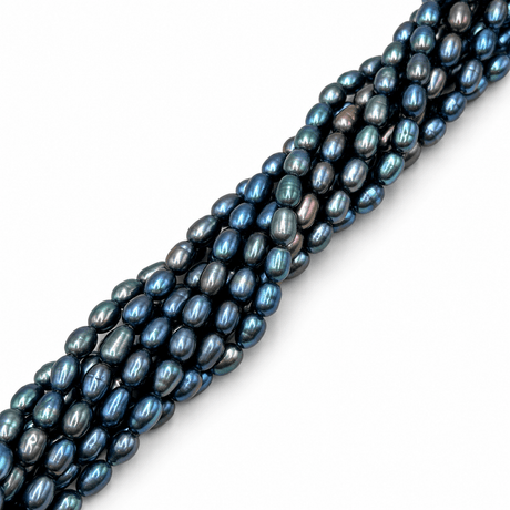 Farvede Rice Ferskvandsperler - Peacock (6-7x4-5mm) - Uniq Perler - 293639