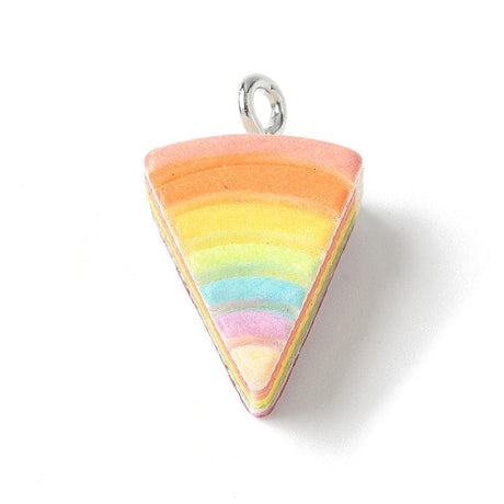 Farverige Resin Kage Vedhæng, 19x12mm, 4 stk. - Uniq Perler - 114606