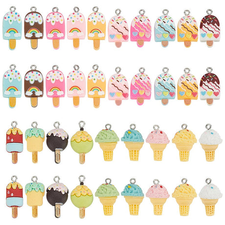 Farverige Resin Vedhæng I Mix Modeller Og Størrelser, (38 Dele) - Uniq Perler - 546356