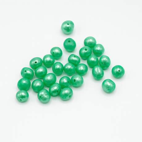 Farvet Ferskvandsperler, Grøn, 5 - 6mm (Enkelt Perle) - Uniq Perler - 234764