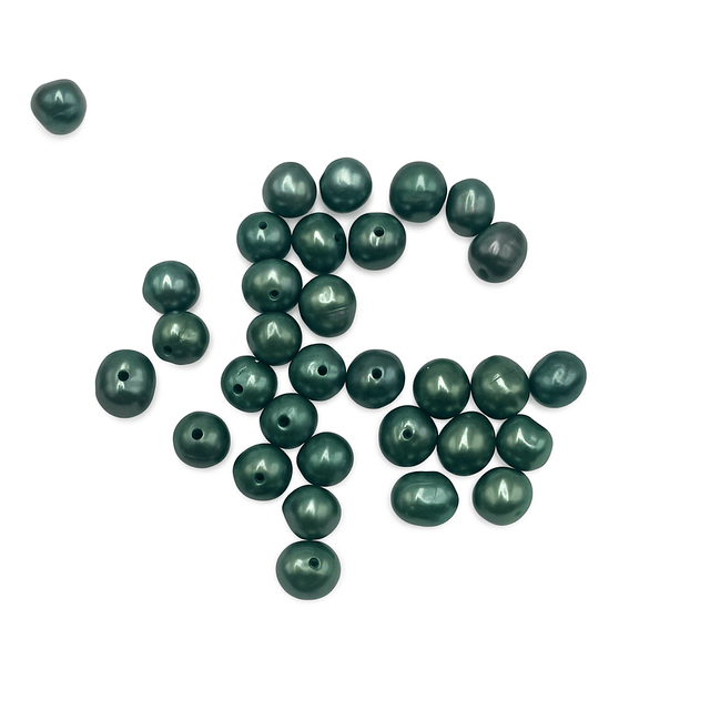 Farvet Ferskvandsperler, Grøn Peacook, 5 - 6mm (Enkelt Perle) - Uniq Perler - 334498