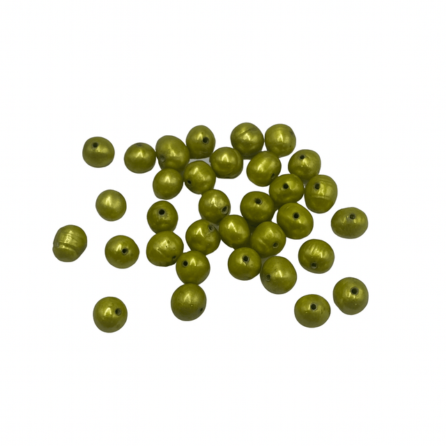 Farvet Ferskvandsperler, Gul/Grøn, 5 - 6mm (Enkelt Perle) - Uniq Perler - 7654567