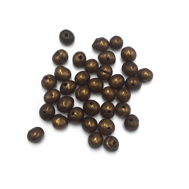 Farvet ferskvandsperler, Gylden brun str. 5 - 6mm (Enkelt perle) - Uniq Perler - 57332