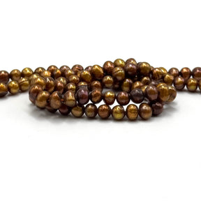 Gefärbte Süßwasserperlen, goldbraun Größe 5 - 6mm (Einzelne Perle) - Uniq Perler - 641641