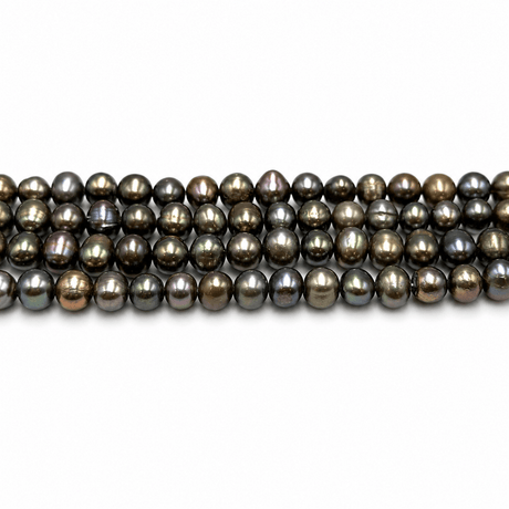 Farvet Ferskvandsperler - Iriseren Grå (5,5-6x6-7mm) - Uniq Perler - 8411356
