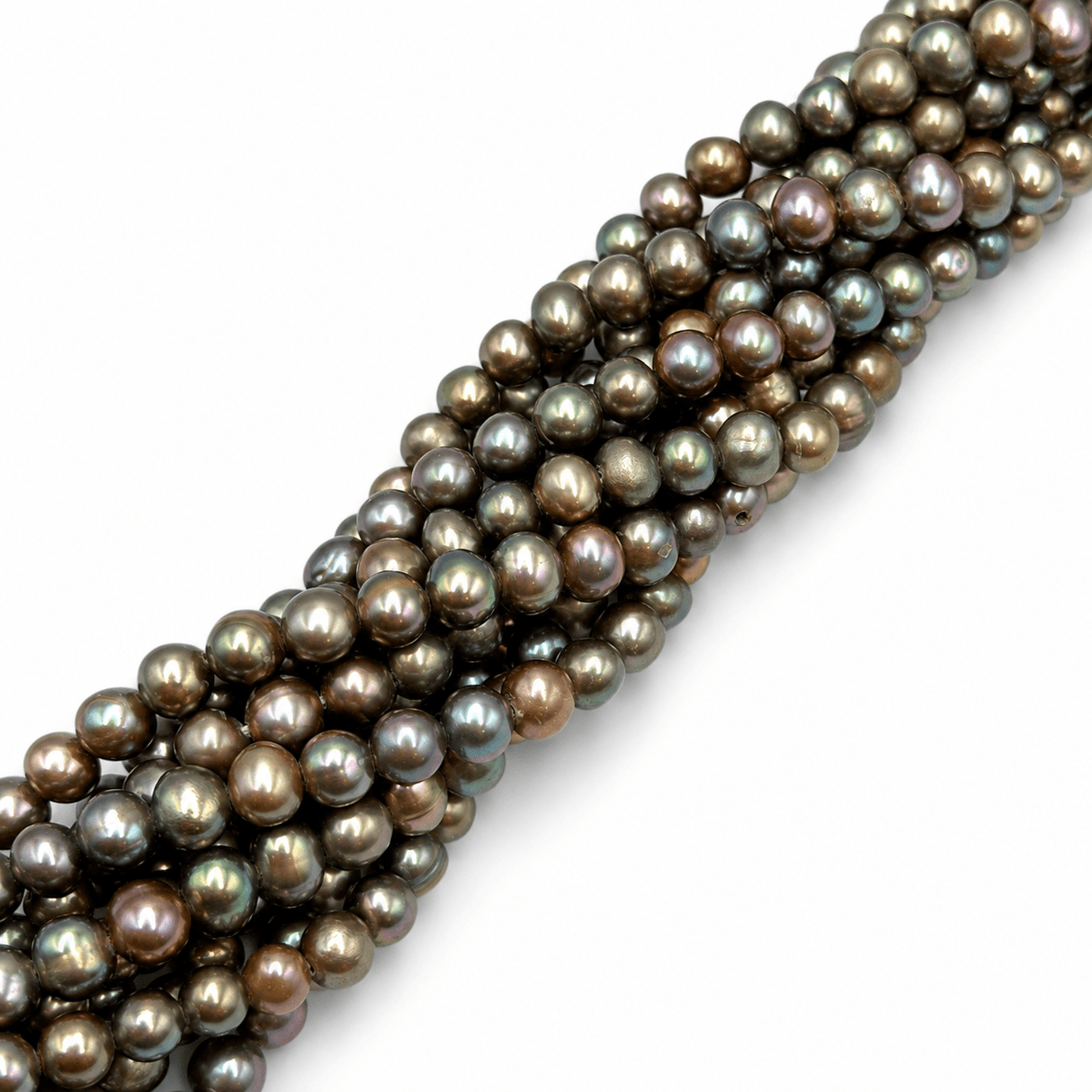 Farvet Ferskvandsperler - Iriseren Grå (5,5-6x6-7mm) - Uniq Perler - 8411356