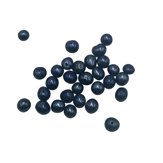 Farvet Ferskvandsperler, Mørk Blå, 5 - 6mm (Enkelt Perle) - Uniq Perler - 624567