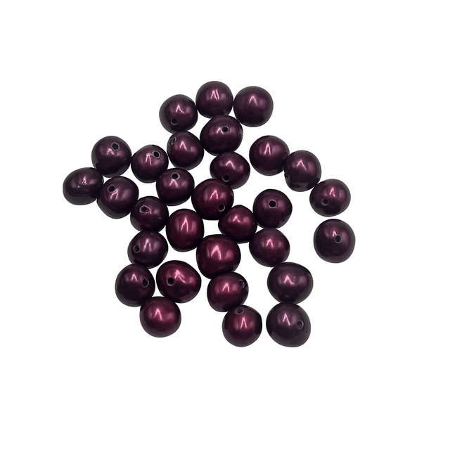 Farvet Ferskvandsperler, Mørk Bordeaux/Lilla, 5 - 6mm (Enkelt Perle) - Uniq Perler - 35889