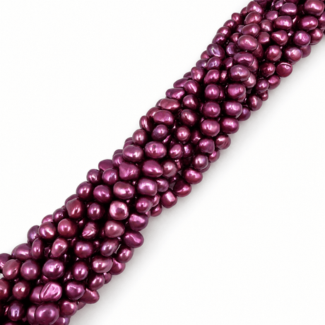 Farvet Ferskvandsperler - Nugget form-Mørk Lilla (7mm) - Uniq Perler - 125479