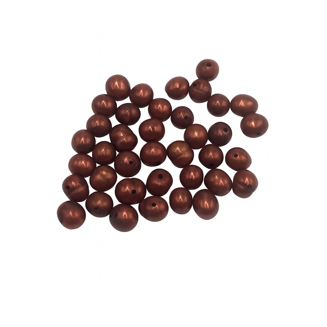 Farvet Ferskvandsperler, Rød Brun, 5 - 6mm (Enkelt Perle) - Uniq Perler - 569876