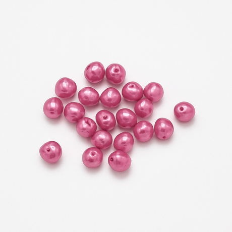 Farvet ferskvandsperler, Rosa/pink, str. 5 - 6mm (Enkelt Perle) - Uniq Perler - 260143