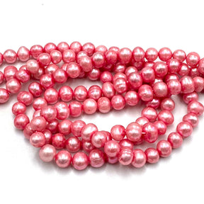 Gefärbte Süßwasserperlen, Rosa/Pink, Größe 5 - 6mm - Uniq Perler - 64565