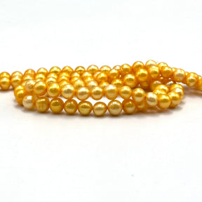 Gefärbte Süßwasserperlen, Sonnengelb, 5 - 6mm - Uniq Perler - 83568