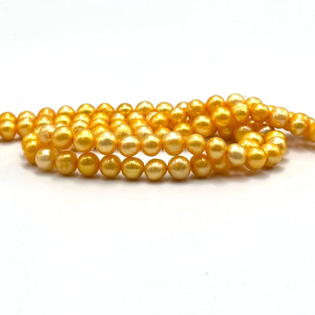 Farvet Ferskvandsperler, Sol Gul, 5 - 6mm - Uniq Perler - 83568