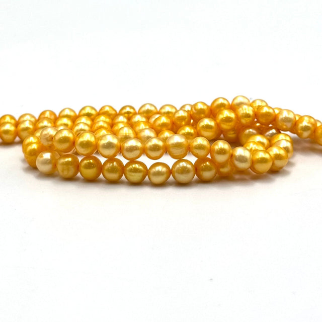 Farvet Ferskvandsperler, Sol Gul, 5 - 6mm - Uniq Perler - 83568