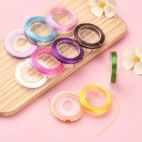 Farvet Flad Elastiksnor – 0,5mm, 10 Ruller (100m) - Uniq Perler - 148936