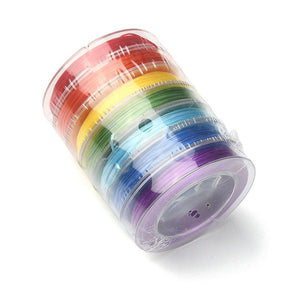 Farvet Flad Elastiksnor – 0,5mm, 7 Ruller (70m) - Uniq Perler - 113169
