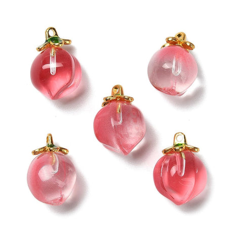 Fersken Glasvedhæng – To - Farvet (17mm, 2 stk.) - Uniq Perler - 115666