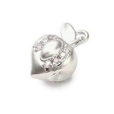 Fersken/æble Vedhæng Med Zirkonia Sten, Langtidsholdbar Forsølvet, (7,5x12mm) - Uniq Perler - 114724