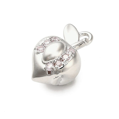 Fersken/æble Vedhæng Med Zirkonia Sten, Langtidsholdbar Forsølvet, (7,5x12mm) - Uniq Perler - 114724