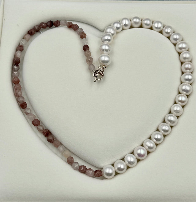 Ferskvandsperle Halskæde – Grade AA, Premium (8–9mm, 50cm) - Uniq Perler - 64346789