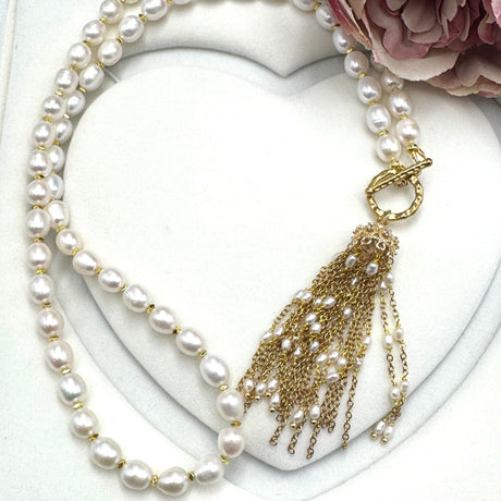 Ferskvandsperle Halskæde Med Smukt Vedhæng, Grade AA (PREMIUM) - Uniq Perler - 145434