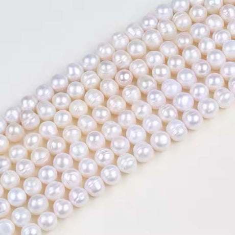 Ferskvandsperle – Hvid, Potato, Grade A, (10x11mm), 1 Stk - Uniq Perler - 456678