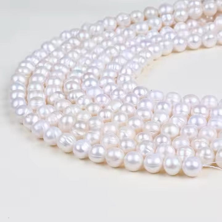 Ferskvandsperle – Hvid, Potato, Grade A, (10x11mm), 1 Stk - Uniq Perler - 456678