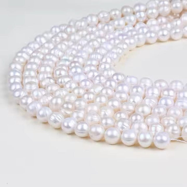 Ferskvandsperle – Hvid, Potato, Grade A, (10x11mm), 1 Stk - Uniq Perler - 456678