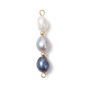 Freshwater pearl Intermediate in Blue Mix with Double Eye (40mm) - Uniq Perler - 