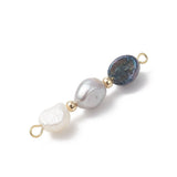 Ferskvandsperle Mellemled i Blå Mix med Dobbelt Øje (40mm) - Uniq Perler - 