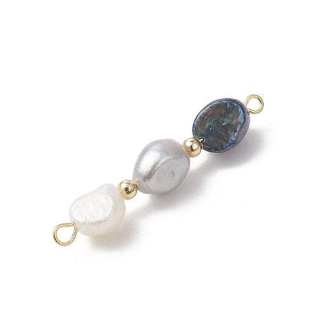 Süßwasserperle Zwischenstück in Blau Mix mit Doppeltem Auge (40mm) - Uniq Perler - 