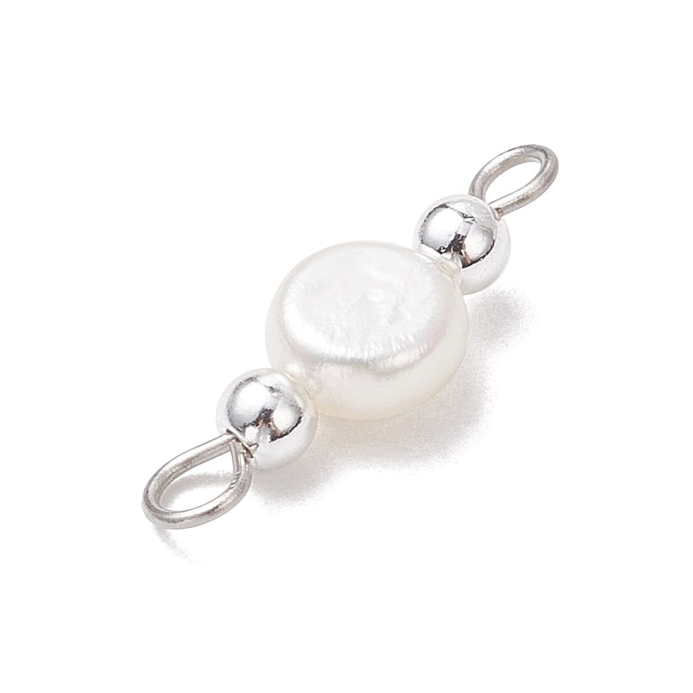 Ferskvandsperle Mellemled Med Hæmatit - Stål (19x6mm) 2 stk - Uniq Perler - 115732