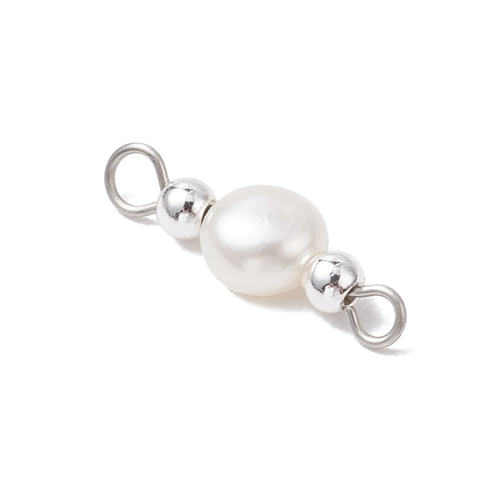 Ferskvandsperle Mellemled Med Hæmatit - Stål (19x6mm) 2 stk - Uniq Perler - 115732