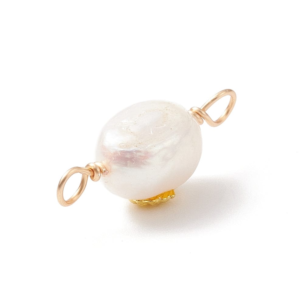 Ferskvandsperle Mellemled/Link Med Musling, Forgyldt, 21x8mm - Uniq Perler - 111291