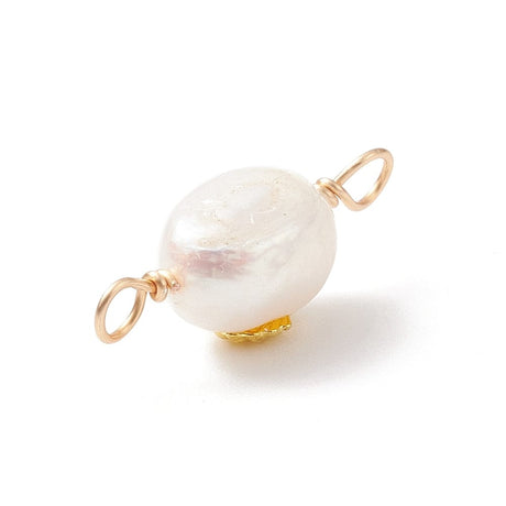 Ferskvandsperle Mellemled/Link Med Musling, Forgyldt, 21x8mm - Uniq Perler - 111291