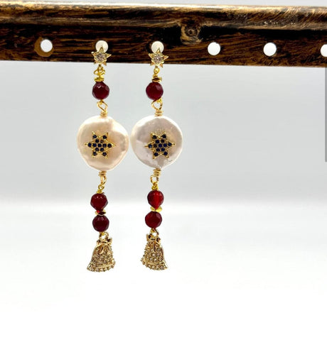 Ferskvandsperle Mellemleds Link Med Stjerne Og Zirkonia Sten - Uniq Perler - 111568