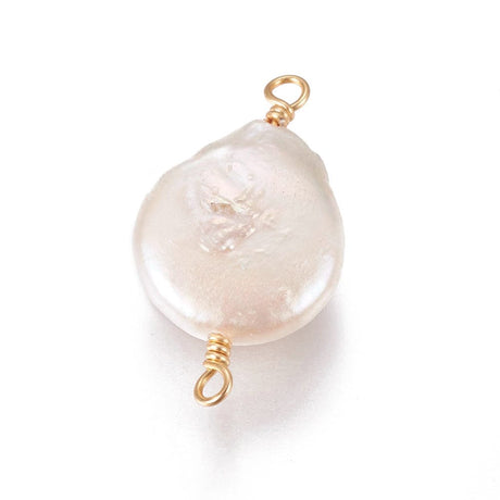 Ferskvandsperle Mellemleds Link Med Stjerne Og Zirkonia Sten - Uniq Perler - 111568