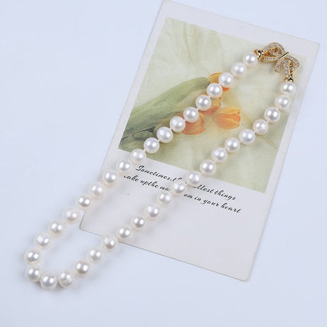 Ferskvandsperler Halskæde – Grade AA (9 - 10mm, 41cm) - Uniq Perler - 123112